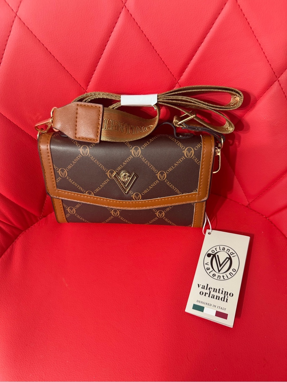 Valentino Orlandi Brown and Tan Crossbody Bag